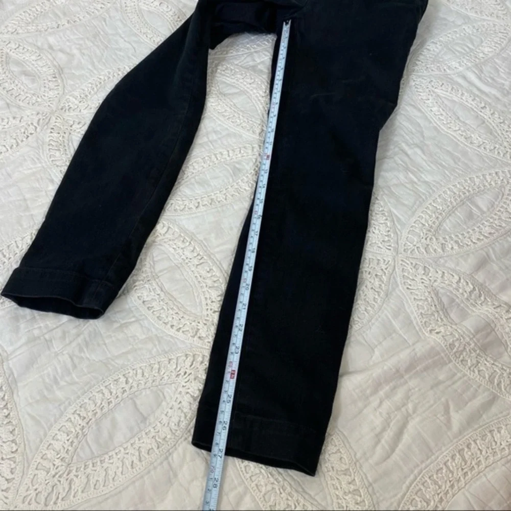 J. Crew Dannie Black High Waisted Leather Trim Waist Skinny Stretch Ankle Pants